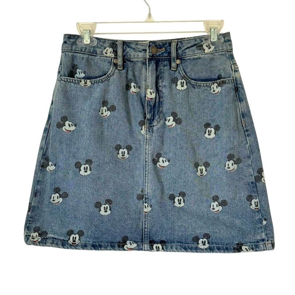 Vintage Y2K Mickey Mouse Jean Skirt Denim Mini Disney Land Cotton Size Small